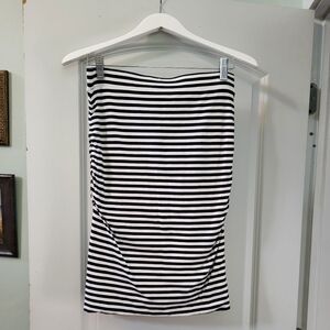 Striped Navy and White Skirt Boden Size 6 Ruched